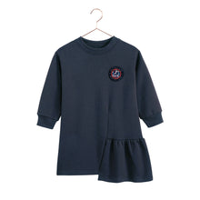 Load image into Gallery viewer, Retro Kid Arden Scuba Side Ruffle Dress - Indigo