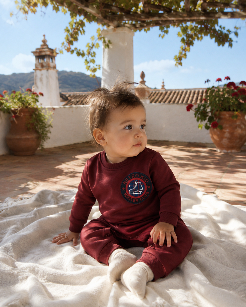 Retro Kid Arden Baby Romper - Cranberry