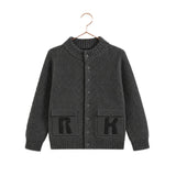 Retro Kid Arthur Knit Sweater with Pocket Logo - Grey