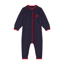 Load image into Gallery viewer, Retro Kid Aspen Cable Knit Baby Romper - Navy