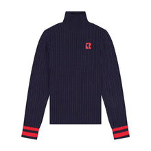 Load image into Gallery viewer, Retro Kid Aspen Cable Knit Turtleneck Sweater- Navy