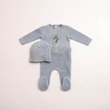 Load image into Gallery viewer, Bee &amp; Dee Au Revoir Footie And Beanie - Blue Horizon