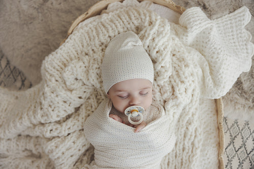 Lilette Dotted Swaddle Set - Cream/Blue