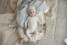 Load image into Gallery viewer, Lilette Dotted Footie And Hat - Cream/Blue