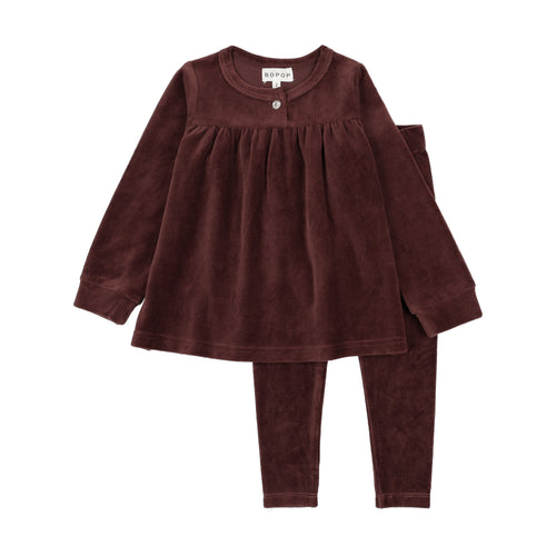 Bopop Burgundy Studded Bow Lounge Set - Girls