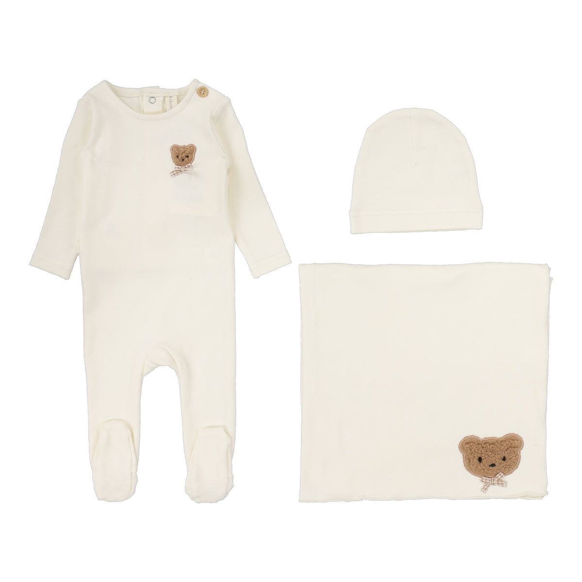 Sweetheart Collar Layette Set-Cream/Taupe