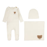 Lilette Bear Applique Layette Set - Cream