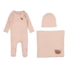 Load image into Gallery viewer, Lilette Bear Applique Layette Set - Dusty Pink