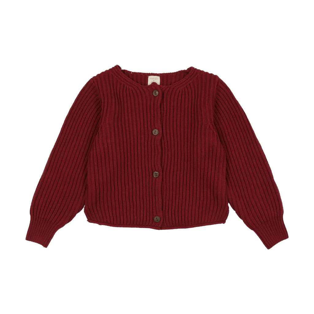 Lil Legs Basic Cardigan - Deep Red