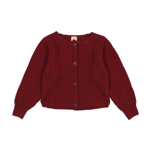Lil Legs Basic Cardigan - Deep Red