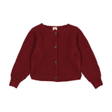 Lil Legs Basic Cardigan - Deep Red