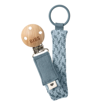 Load image into Gallery viewer, Bibs Pacifier Clip Braided Petrol / Baby Blue