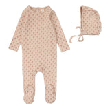 Lilette Ballard Print Footie And Hat - Dusty Pink