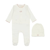 Lil Legs Branches Footie & Bonnet - White/Pink