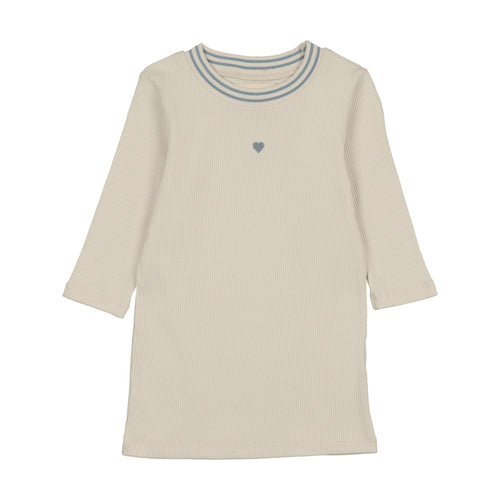 Farren & Me Ribbed 3/4 Sleeve T-shirt - Light Denim Trim