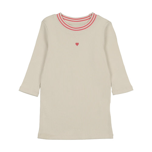 Farren & Me Ribbed 3/4 Sleeve T-shirt - Coral Trim
