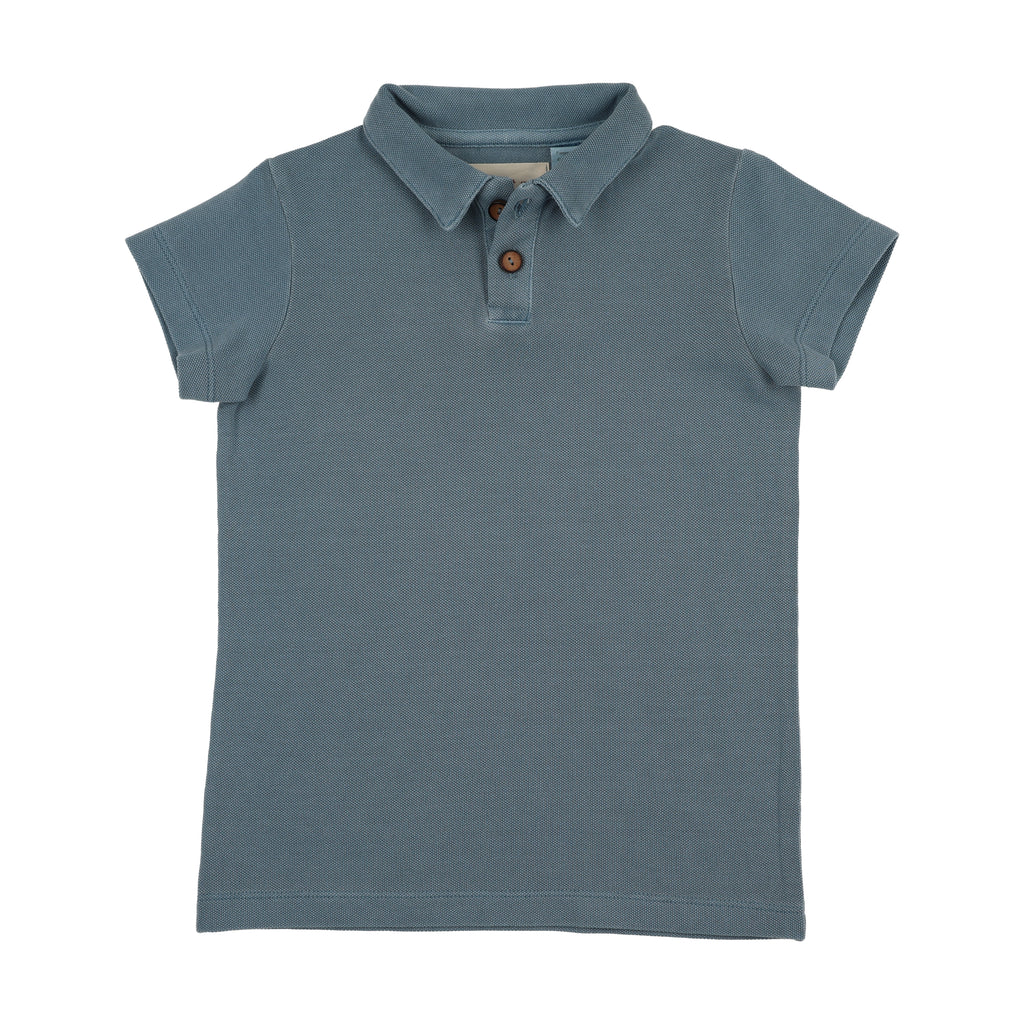 Farren & Me Pique Knit Washed Polo - Light Blue Wash