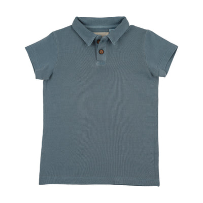 Farren & Me Pique Knit Washed Polo - Light Blue Wash