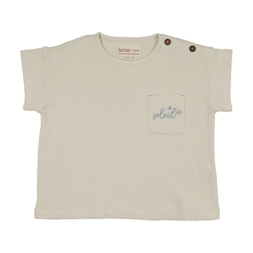 Farren & Me Waffle Tee W/ Applique - Cream