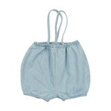 Lil Legs Bubble Suspender Shorts - Light Wash