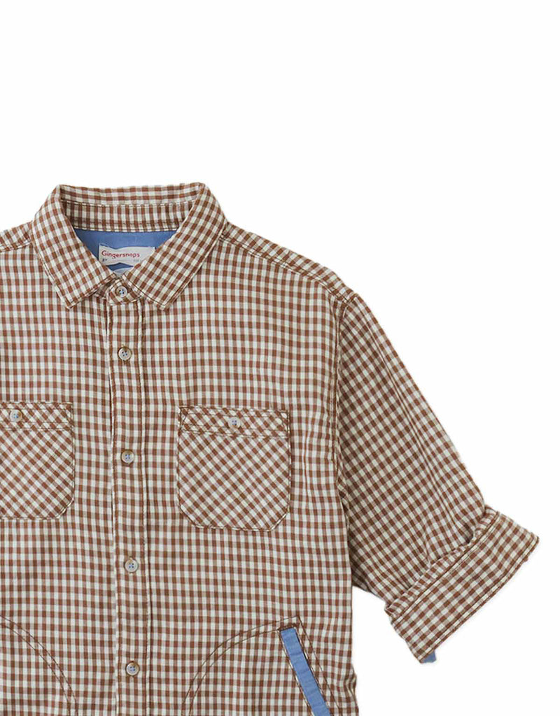 Gingersnaps Orlando Brushed Gingham Shirt BWS0621 - Brown