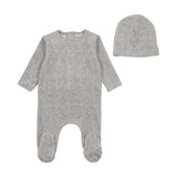 Bee & Dee Babyland Toile Footie And Beanie - Blue Cloud