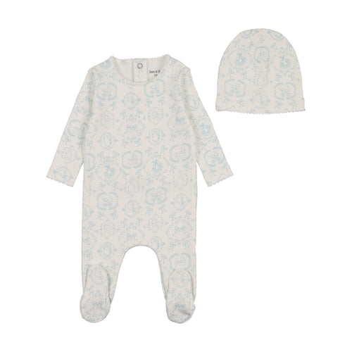 Bee & Dee Babyland Toile Footie And Beanie - Ivory Boys