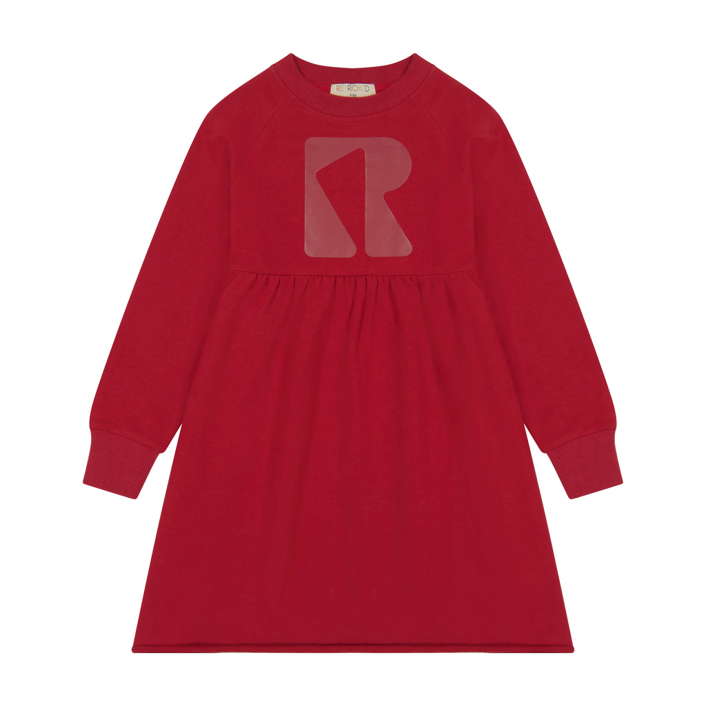 Retro Kid Basic Logo Twirl Dress - Ruby