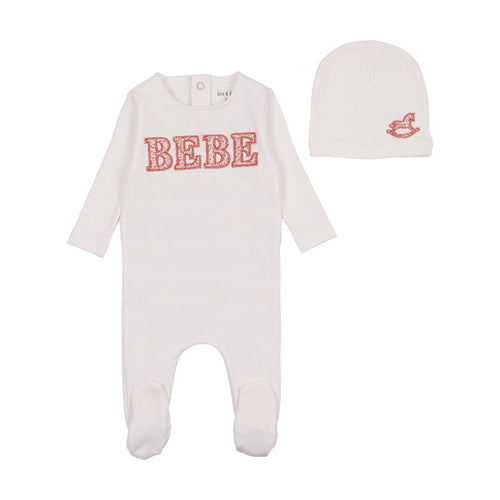 Bee & Dee  Bebe Ditsy Footie & Beanie - Arctic White Girls