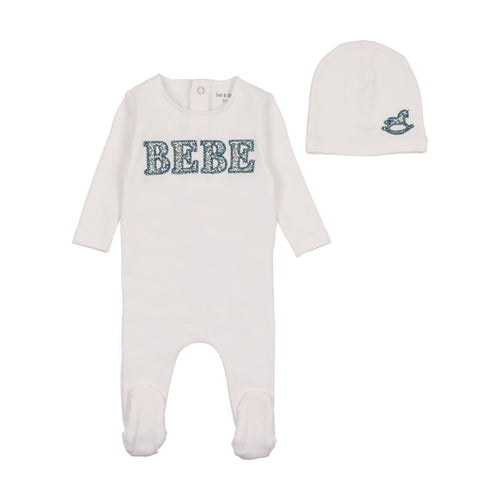 Bee & Dee Bebe Ditsy Footie & Beanie - Arctic White Boys