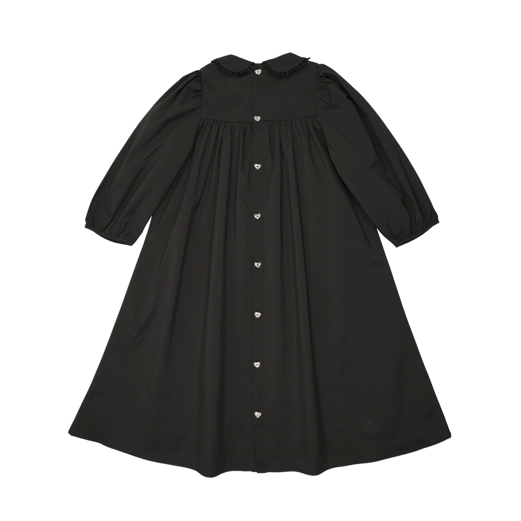 Little Tempest Black Button Back Empire Waist Taffeta Dress