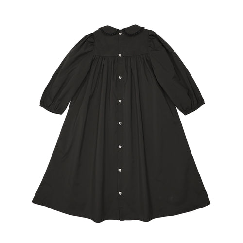 Little Tempest Black Button Back Empire Waist Taffeta Dress