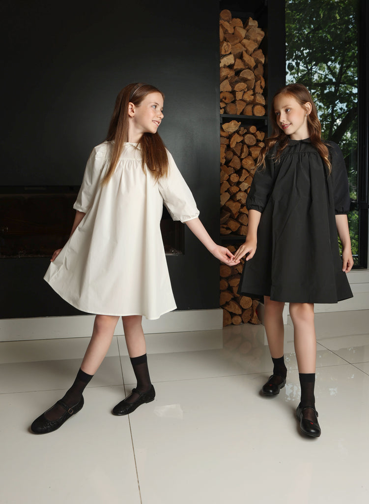 Little Tempest Black Button Back Empire Waist Taffeta Dress