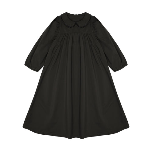 Little Tempest Black Button Back Empire Waist Taffeta Dress