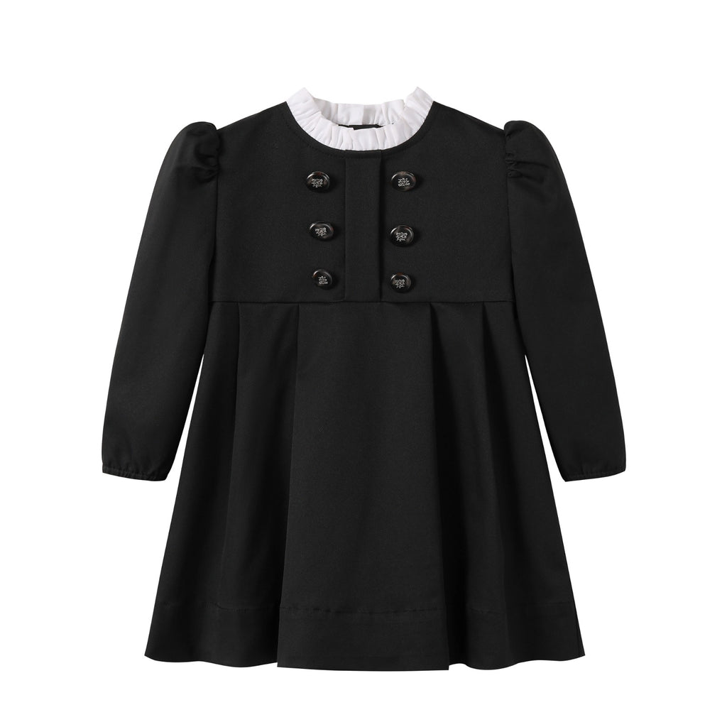 NouNelle Black Taffeta Double Breasted Dress