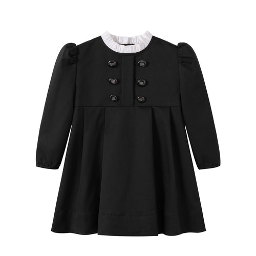 NouNelle Black Taffeta Double Breasted Dress