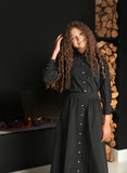 Little Tempest Black Teens Buttoned Taffeta Maxi Shirt and Skirt Set