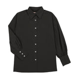 Little Tempest Black Teens Buttoned Taffeta Shirt