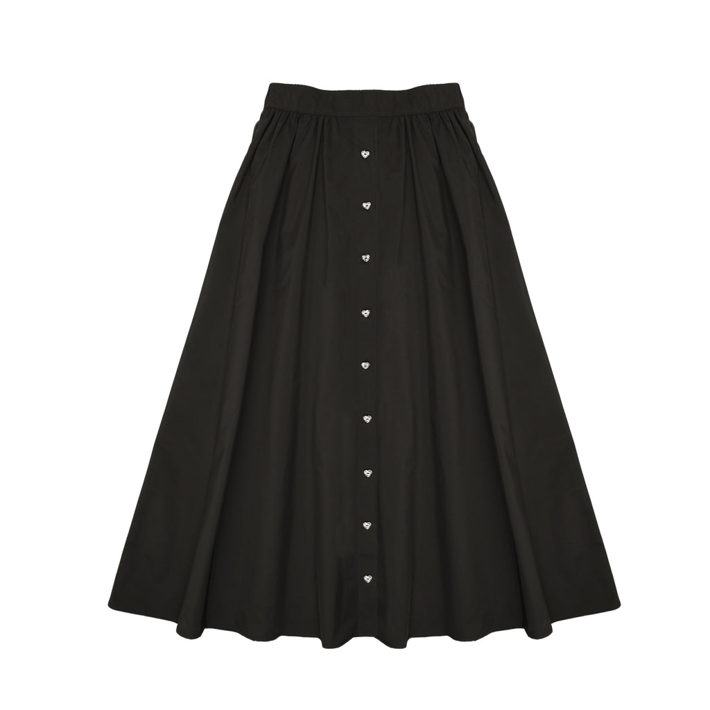 Little Tempest Black Teens Buttoned Taffeta Maxi Shirt and Skirt Set