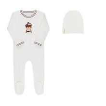 Load image into Gallery viewer, Ely's &amp; Co French Terry Scottish Collection Footie And Beanie - Ivory/Pink