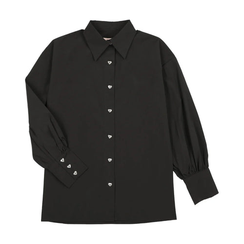Little Tempest Black Teens Buttoned Taffeta Maxi Shirt and Skirt Set