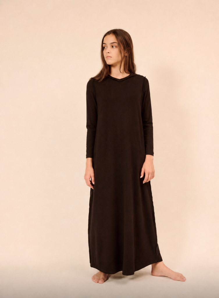 Little Parni V-Neck Nightgown (PJ130) - Black