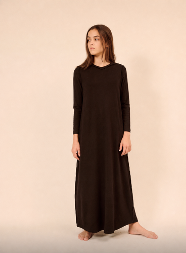 Little Parni V-Neck Nightgown (PJ130) - Black
