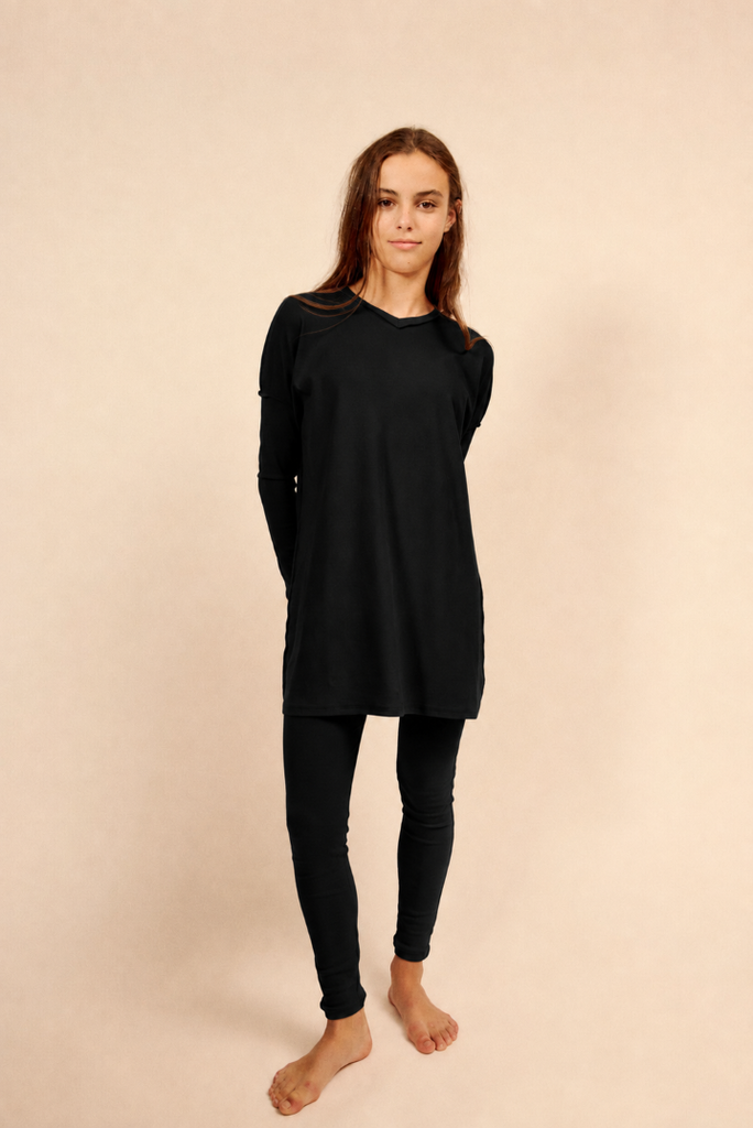 Little Parni V-Neck Teen Pajamas (PJ129) - Black