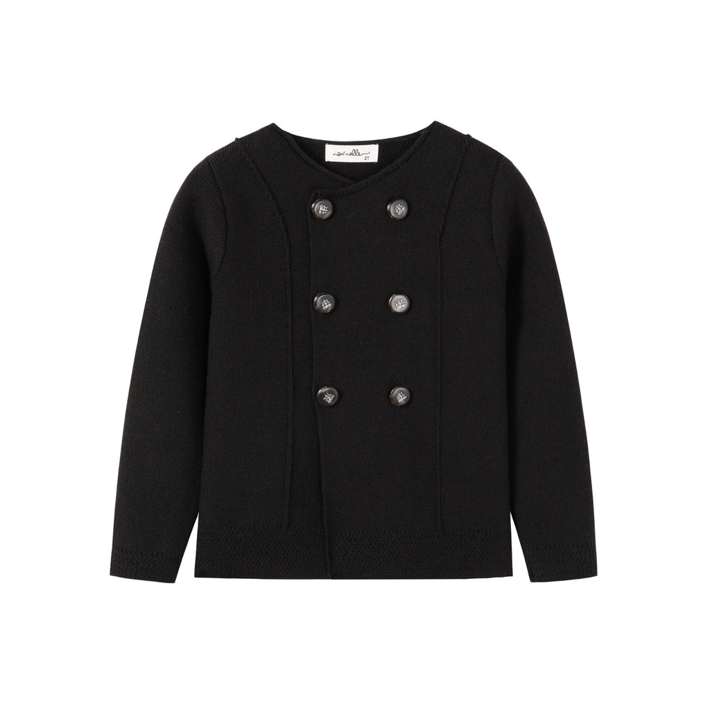 NouNelle Black Knit Double Breasted Sweater