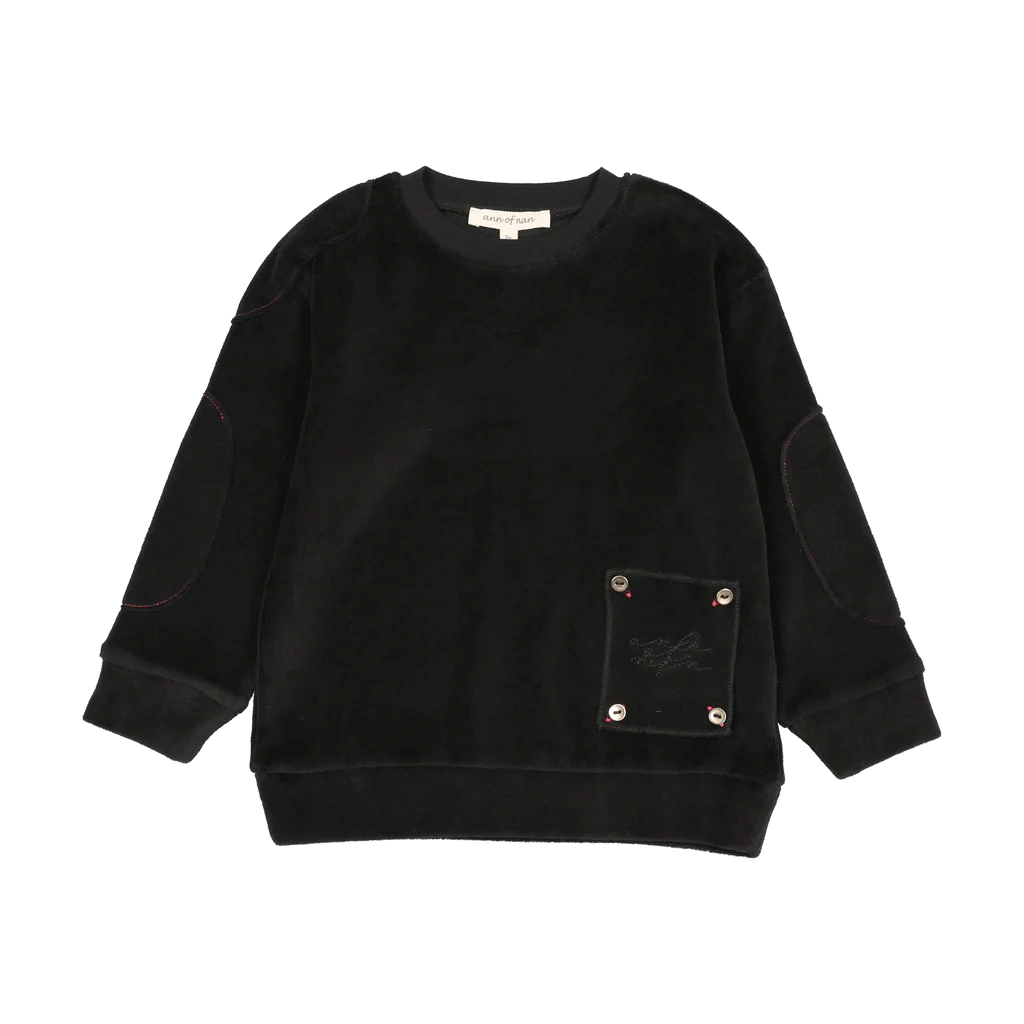 Ann Of Nan Black Velour Boys Top