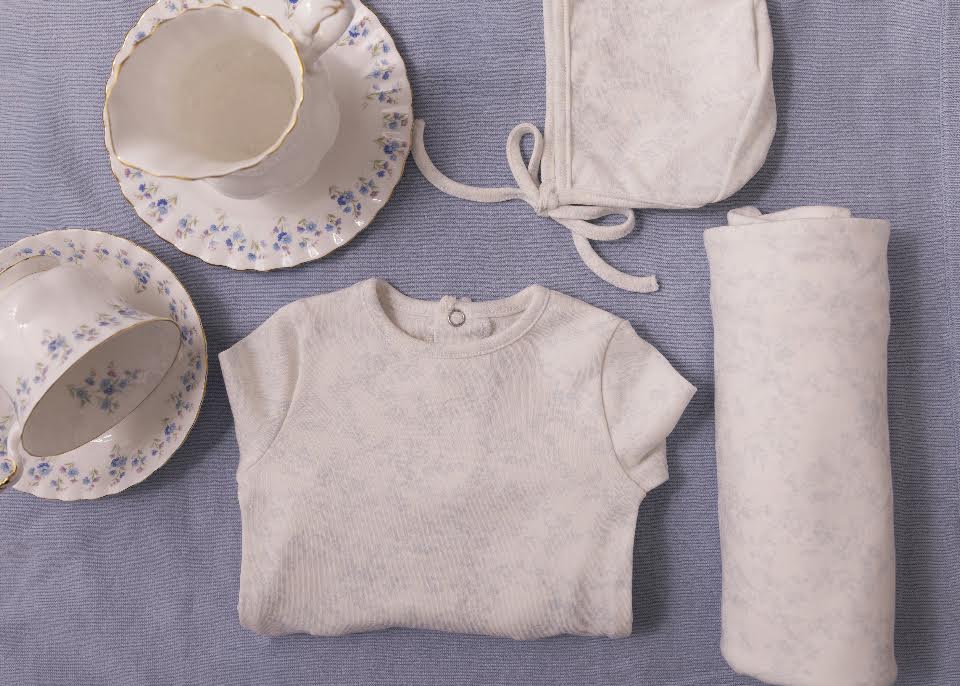 Mini Label Blue Bird Toile Print Footie And Bonnet