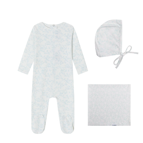 Mini Label Blue Bird Toile Print Layette Set