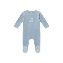 Load image into Gallery viewer, Mini Label Blue Toile Printed Cherry Velour Footie