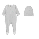 Oubon Floral Footie with Hat - Blue